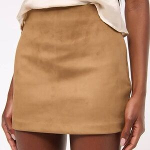 A&F Abercrombie Scarlett Vegan Suede Mini Skort Tan High Rise